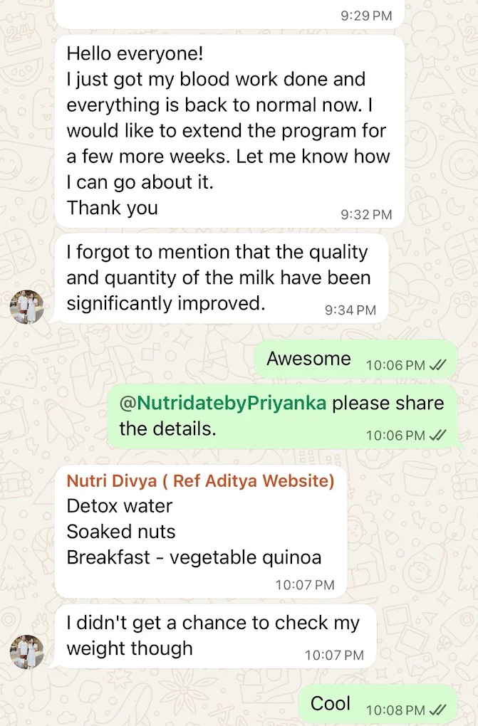 Message from a client during the program